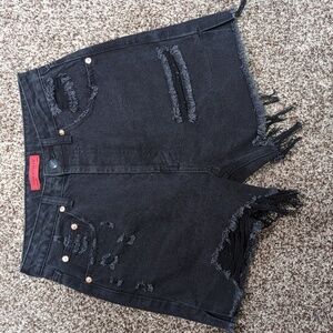 Signature8 Distressed Denim Shorts Size Small Black